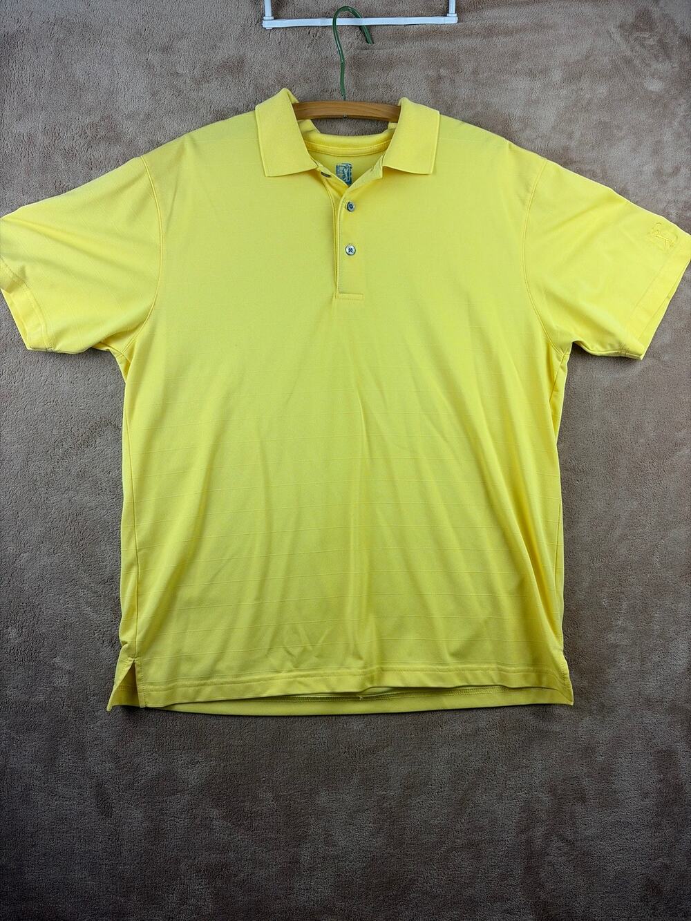 PGA Tour Airflux Men Large XL Yellow Golf Polo Shirt Performance Short Sleeve SS
